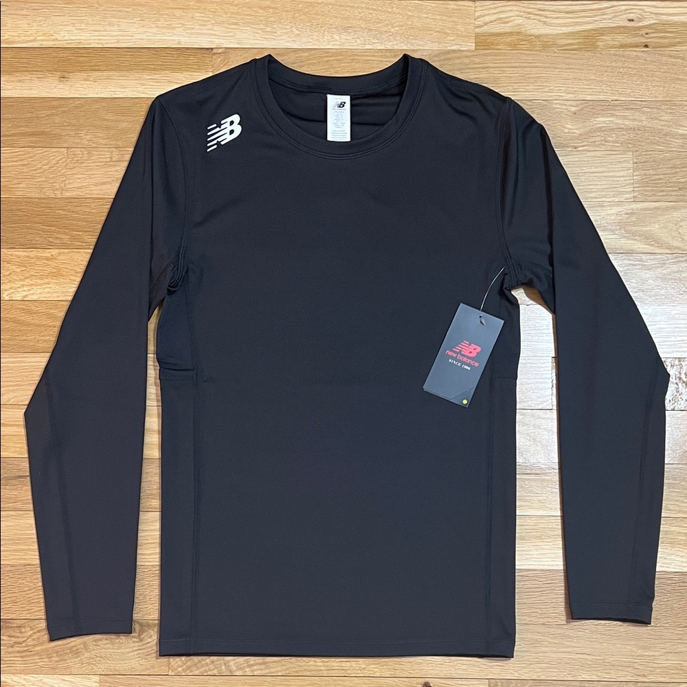 New Balance Black Long Sleeve Base Layer/Compression Tee, Moisture Wicking, Sz M